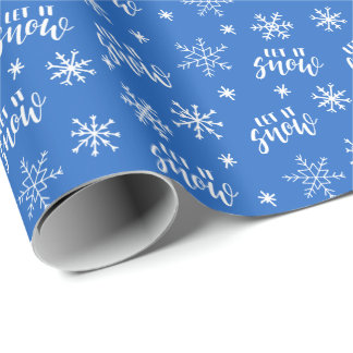 Let It Snow Winter Bright Blue & White Christmas Wrapping Paper
