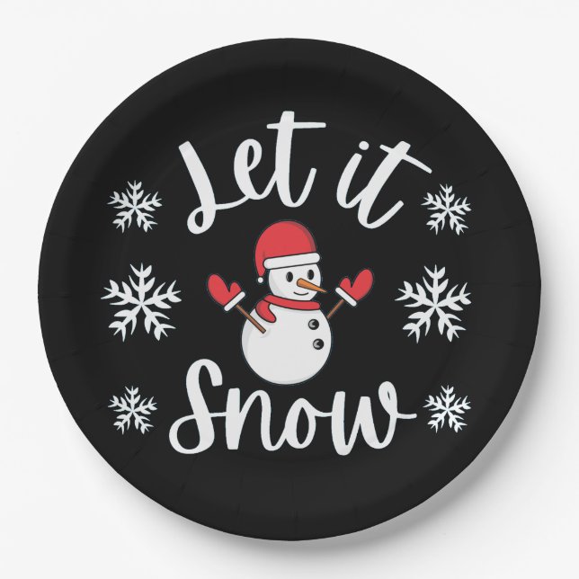 Let It Snow Winter Christmas   Paper Plate (Front)