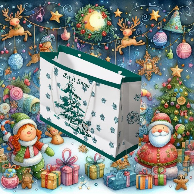 Let it Snow Winter Christmas Woodland Custom Large Gift Bag (Let it Snow Winter Christmas Woodland Custom Large Gift Bag)