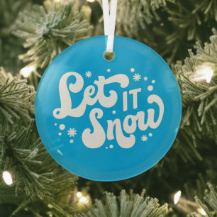 Let It Snow Winter Design Glass Tree Decoration