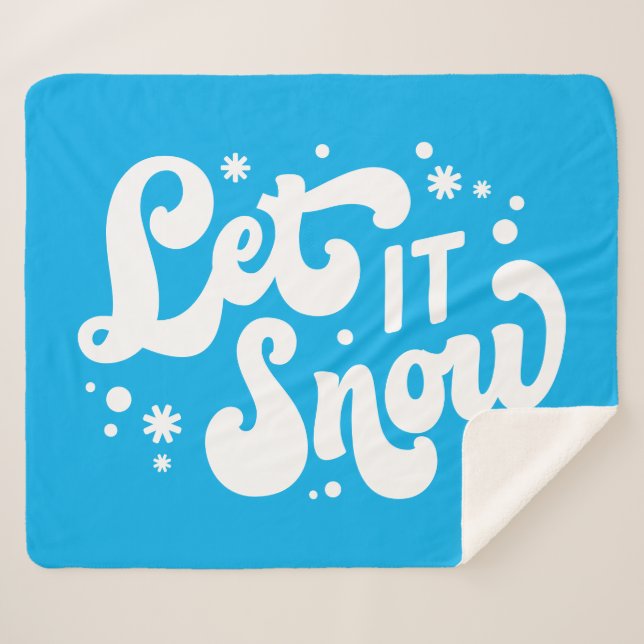 Let It Snow Winter Design Sherpa Blanket (Front (Horizontal))