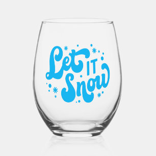 Let It Snow Winter Design Stemless Wine Glass