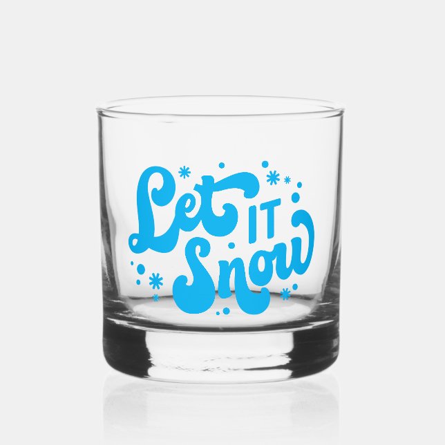 Let It Snow Winter Design Whiskey Glass (Front)