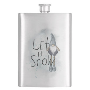 Let it Snow Winter Gnome Hip Flask