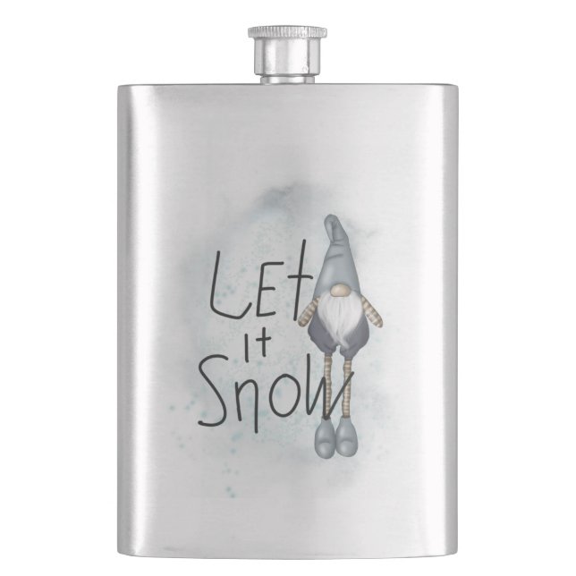 Let it Snow Winter Gnome Hip Flask (Front)