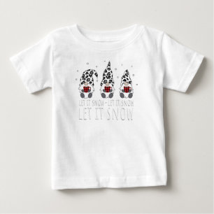 LET IT SNOW Winter Gnome - Leopard Buffalo Plaid Baby T-Shirt