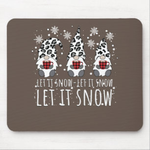 LET IT SNOW Winter Gnome - Leopard Buffalo Plaid Mouse Mat