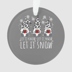 LET IT SNOW Winter Gnome - Leopard Buffalo Plaid Ornament