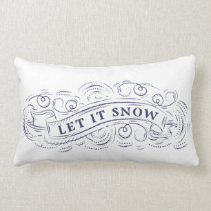 Let It Snow Winter Holiday Accent Pillow in Navy