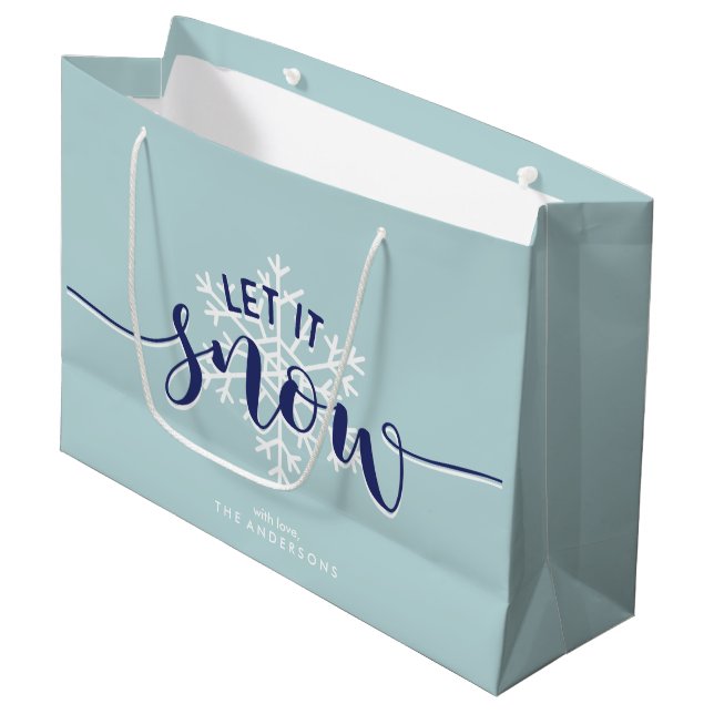 Let It Snow! Winter Holiday Large Gift Bag (Front Angled)