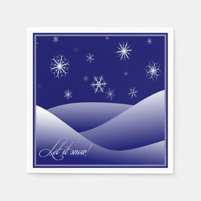 Let It Snow Winter Night Christmas Napkins (Front)