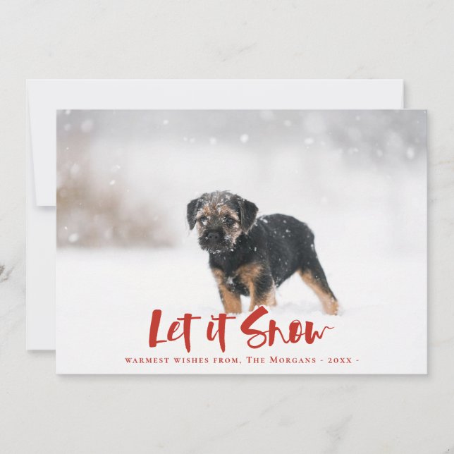 Let It Snow Winter Photo Christmas Red Holiday Card (Front)