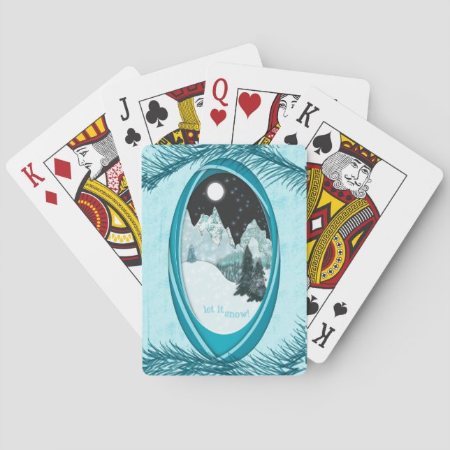 Let It Snow Winter Poker Cards Snowy Mountains (Back)