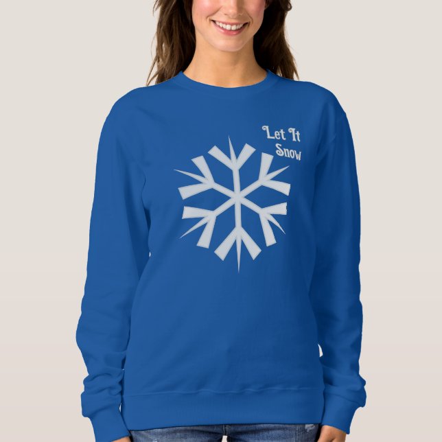 Let It Snow Winter Snowflake Blue Women's Sweater (Front)