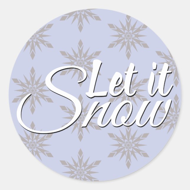 Let It Snow Winter Snowflake Classic Round Sticker (Front)