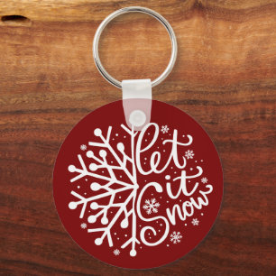 Let It Snow Winter Snowflake Holiday Season Key Ring