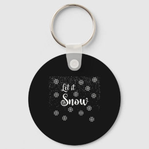 Let It Snow Winter Snowflakes Christmas Pajama Key Ring