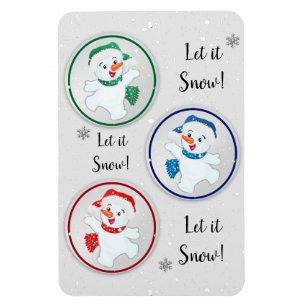 Let it Snow Winter Snowmen Cartoon Magnet