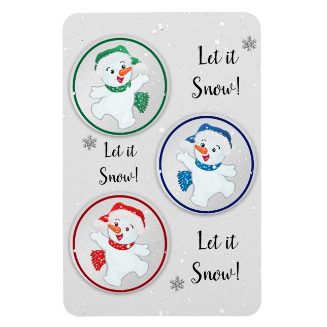 Let it Snow Winter Snowmen Cartoon Magnet (Vertical)