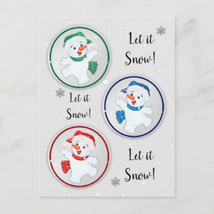 Let it Snow Winter Snowmen Cartoon Postcard