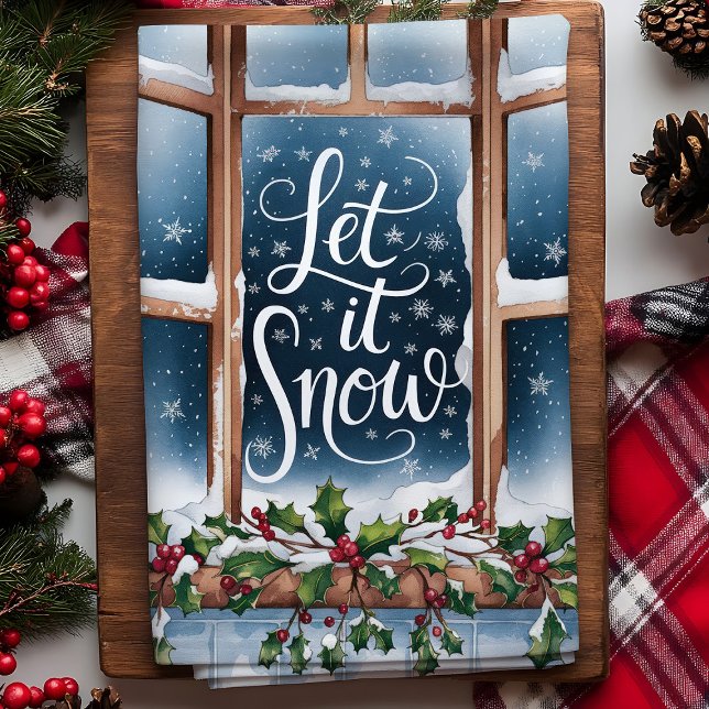 Let It Snow Winter Window Christmas Tea Towel (Creator Uploaded)
