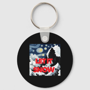 Let It Snow Winter Wonderland Art Creative Ski Sno Key Ring