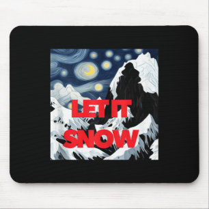 Let It Snow Winter Wonderland Art Creative Ski Sno Mouse Mat