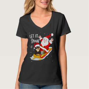 Let It Snow Xmas Cute Chihuahua And Santa Claus Ch T-Shirt