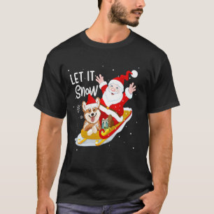 Let It Snow Xmas Cute Corgi Santa Christmas Party T-Shirt