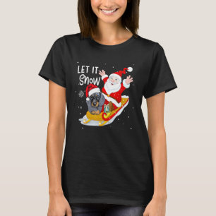Let It Snow Xmas Cute Dachshund And Santa Claus Ch T-Shirt