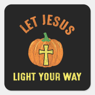 Let Jesus Light Your Way Thanksgiving Christian Square Sticker