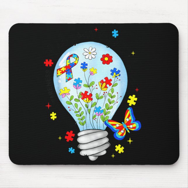 Let Light Shine Autistic Blue Autism Awareness Men Mouse Mat (Front)