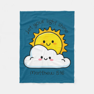 Let Light Shine Christian Bible Scripture Design Fleece Blanket
