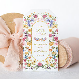 Let Love Bloom Colourful Wildflowers Bridal Shower Gift Tags