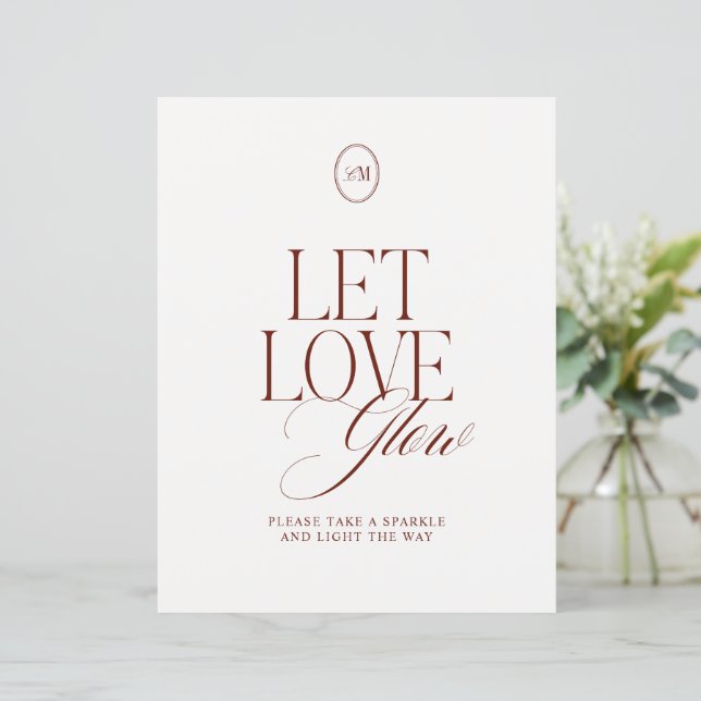 Let Love Glow Sparkler Send Off Wedding Sign (Standing Front)