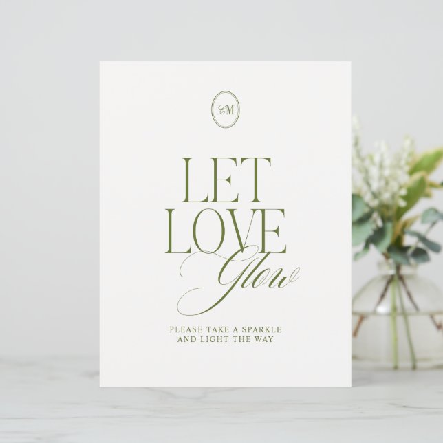 Let Love Glow Sparkler Send Off Wedding Sign (Standing Front)