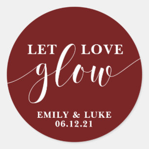 let love glow Wedding Favour stickers, Candle Clas Classic Round Sticker