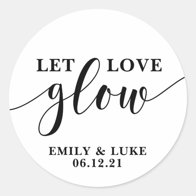 let love glow Wedding Favour stickers, Candle Classic Round Sticker (Front)
