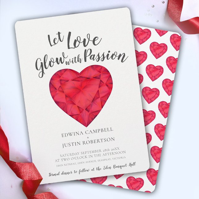 Let love glow with passion ruby watercolor wedding invitation (Creator Uploaded)