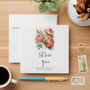 Let Love Grow Boho Wedding Peonies Seed Packet Envelope