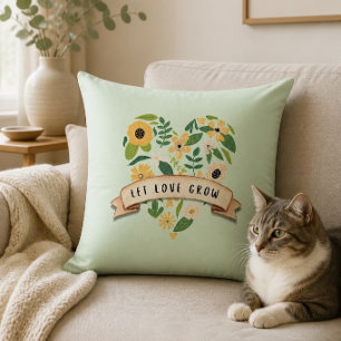 Let Love Grow Botanical Heart Cushion