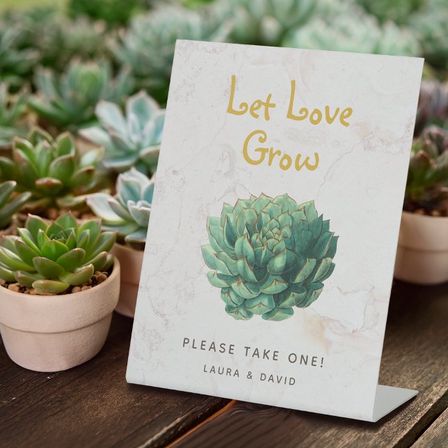 Let Love Grow Botanical Succulents Wedding Favours Pedestal Sign (Creator Uploaded)