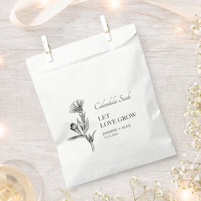 Let Love Grow Calendula Seed Wedding Favour Bag (Clipped)