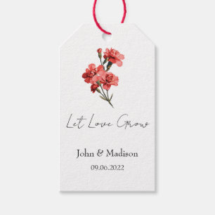 Let love grow Carnation seed packet Wedding Gift Tags