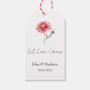 Let love grow Chrysanthemum seed packet Wedding Gift Tags