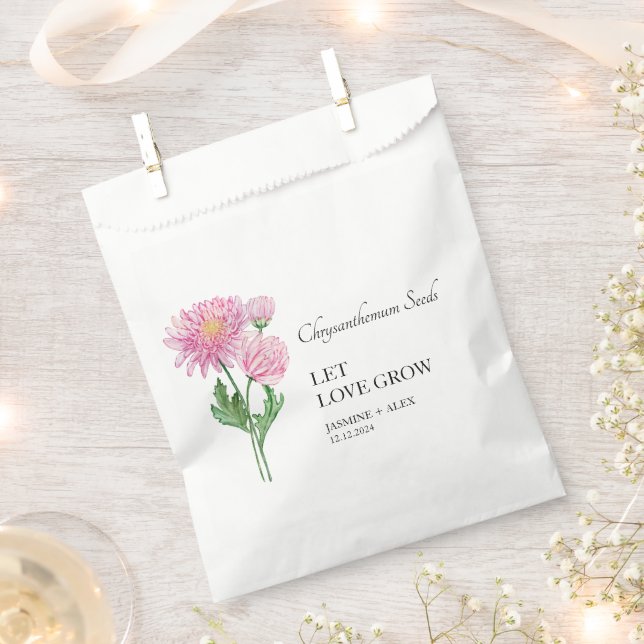 Let Love Grow Chrysanthemum Seed Wedding Favour Bags (Clipped)