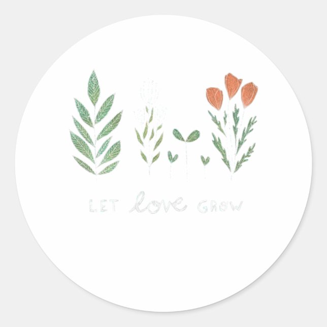 Let Love Grow Colour Classic Round Sticker (Front)