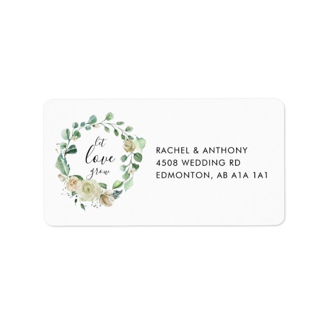 Let Love Grow Custom Floral Wedding Label (Front)