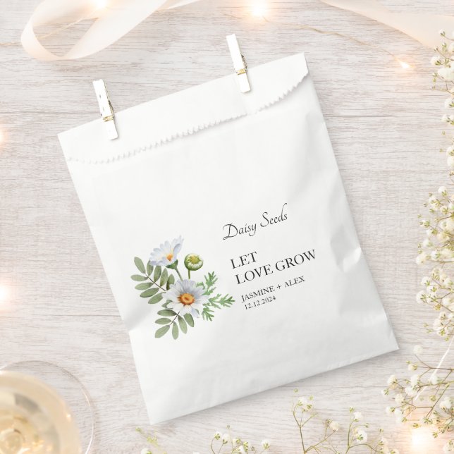 Let Love Grow Daisy Seed Wedding Favour Bags (Clipped)