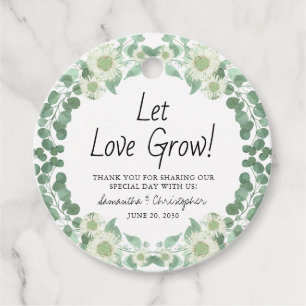 Let Love Grow Eucalyptus Foliage Thank You Wedding Favour Tags